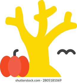 A spooky icon representing a frightful night theme associated with Halloween festivities. Ideal for use in apps, websites, and marketing materials during the Halloween season.