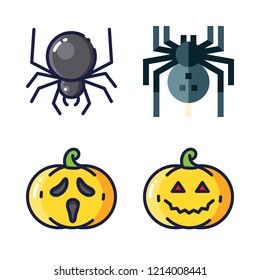 spooky icon set. vector set about pumpkin and spider icons set.