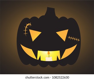 A spooky Jack O Lantern design silhouette