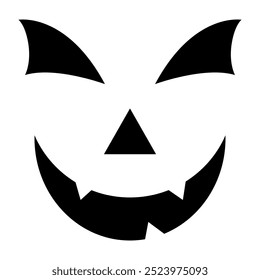 Spooky Jack O' Lantern face featuring mischievous eyes and a cheeky grin, perfect for Halloween-themed projects, decorations, and invitations. Ideal for adding a playful and eerie vibe to any design.