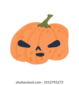 A spooky jack-o'-lantern illustration with an angry face, perfect for Halloween decorations, festive designs, and autumn-themed projects.