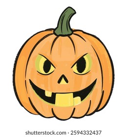 Spooky Jack-O'-Lantern Illustration, Halloween Pumpkin Vector Art