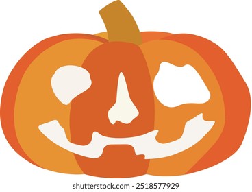 Um jack-o'-lantern assustador com um sorriso sinistro, esculpido com detalhes intrincados contra um fundo escuro e nebuloso. Perfeito para decorações de Halloween, cartazes e gráficos de mídia social.