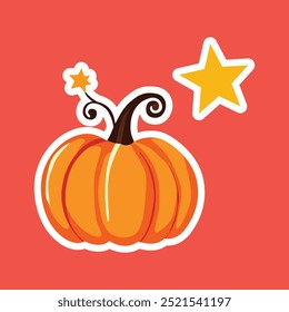 Spooky Kawaii Halloween Pumpkin Vector Sticker Design