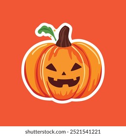 Spooky Kawaii Halloween Pumpkin Vector Sticker Design