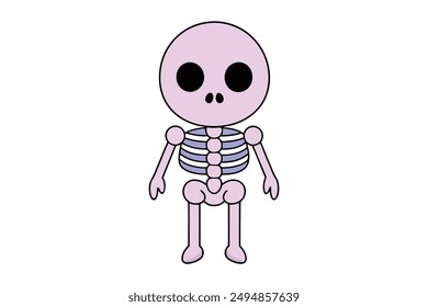 Spooky Kawaii Skeleton Character Illustration