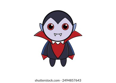 Spooky Kawaii Vampire Character Illustration