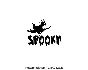 Spooky lettering design with bats and spider web. The Season To Be Spooky. Halloween t shirts design, Calligraphy t shirt design, Isolated on white background. Holiday halloween banner, greeting card.
