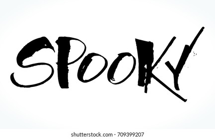 Spooky lettering for Halloween. Handwritten modern calligraphy, brush painted letters. Vector illustration. Template for banners, posters, flyers, greeting cards or photo overlays.