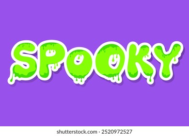 Spooky lettering word. Halloween mood vector groovy illustration in green color.