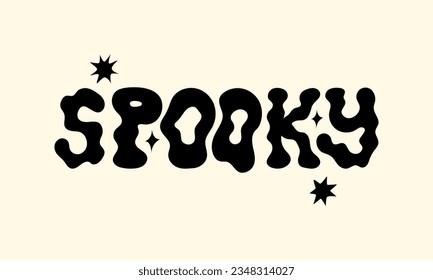 Spooky lettering word on isolated background. Halloween vector illustration. Floating wavy text