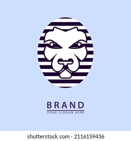 espeluznante icono del logo de la cara de león. ilustración vectorial abstracta plana.
