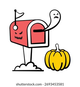 Spooky Briefkasten doodle Stil Symbol einzeln auf weißem Hintergrund