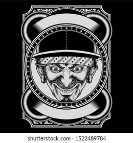 Spooky man, retro vintage detail hand drawing vector,isolated easy to edit
