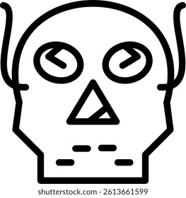 Spooky Mask Line Vector Icon Design