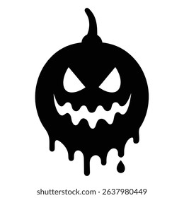 Spooky melting halloween jack o lantern silhouette.