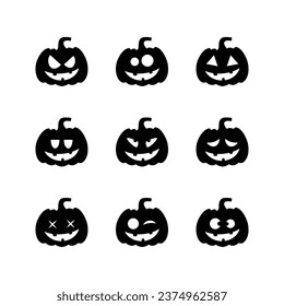 Spooky Minimalism: Flat Vector Black and White Halloween Pumpkin Silhouettes