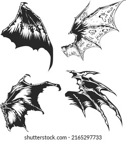 spooky monster wings illustration bundling