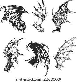 spooky monster wings illustration bundling