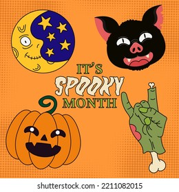 celebración de mes espeluznante halloween ilustración stickers set
