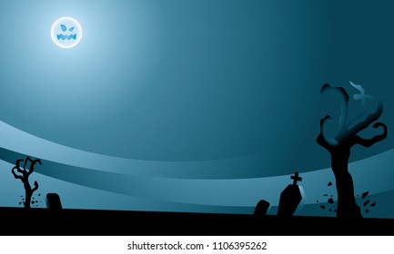 Spooky mood background with a moon and monster's hands.
