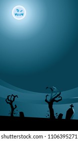 Spooky mood background with a moon and monster's hands.