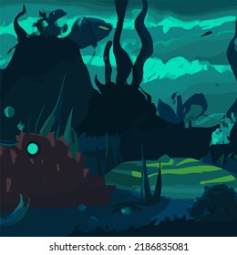 Spooky and mysterious dystopian seascape background
