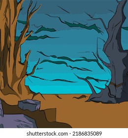 Spooky and mysterious woodland background