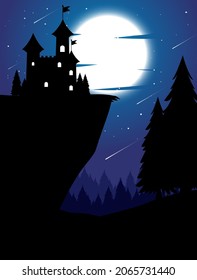 Antecedentes nocturnos espeluznantes con ilustración de luna llena