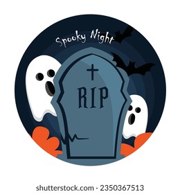 Spooky night gravestone vector perfect for halloween