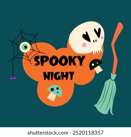 Spooky Night halloween cartoon banner