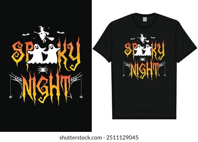 Spooky night happy halloween day 31 October halloween night ghost scary night night witch boo typography graphics tshirt design