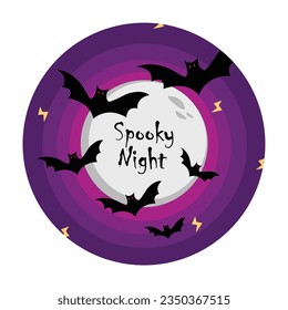 Espectacular luna nocturna y vector de murciélagos perfecto para halloween