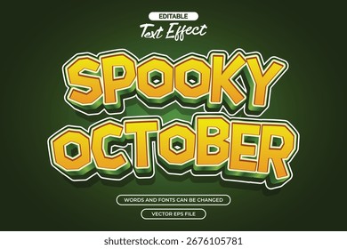 Spooky october editable text effect with glossy effect and with comic text style