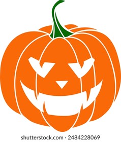 Spooky Orange Pumpkin Illustration for Halloween, Autumn, Harvest, Thanksgiving, Seasonal Decor and Fall Festival Designs. Harvest Graphic.
