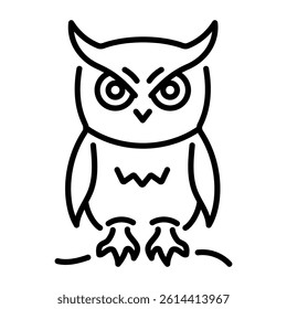 A spooky owl icon in linear style 
