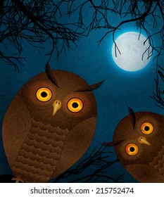 spooky owls vector