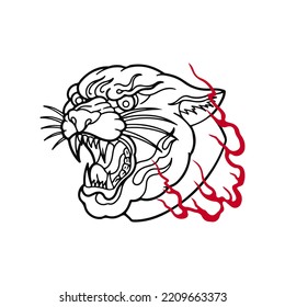 spooky panther head illustration vector