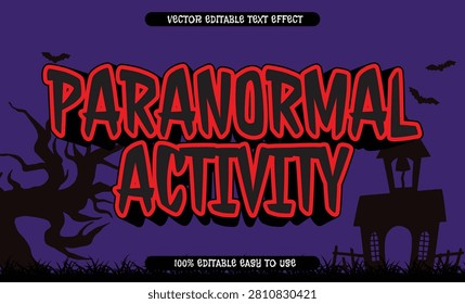 Spooky paranormal activity Text Effect with Red Paranormal font style on Purple Haunted House Background