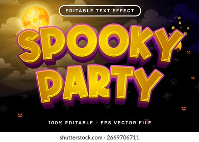 spooky party text effect and editable text effect with halloween background