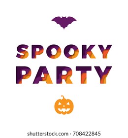 spooky party text with paper cut layers 3d effect background