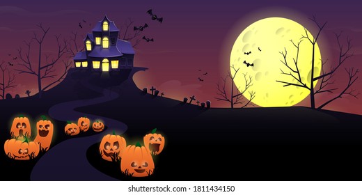 Spooky Place Haunted House Night Cartoon Stock Vector (Royalty Free ...