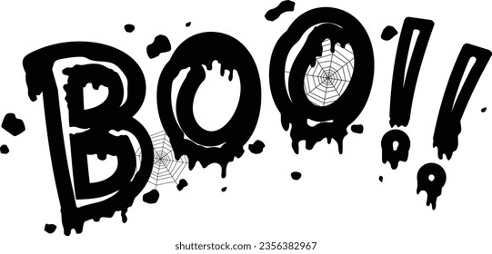 Diseño espeluznante y lúdico que es perfecto para Halloween. La característica principal es la palabra "boo" en un tipo de letra negrita y negra. Las cartas están rodeadas de telarañas y otros elementos temáticos de Halloween.