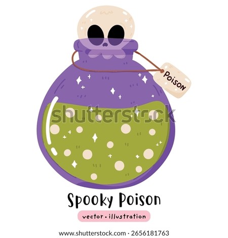 Spooky Poison Bottles Halloween Magic Potions Witchcraft vector illustration