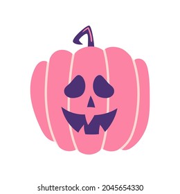 Spooky pumpkin cartoon vector illustration isolated on white background.