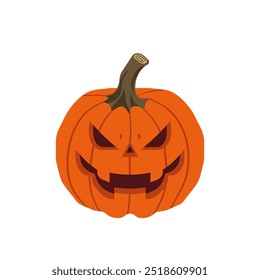 Spooky Pumpkin Carving with scary face and evil eyes for Halloween decoration and trick-or-treat tradition, Flat vector illustration design