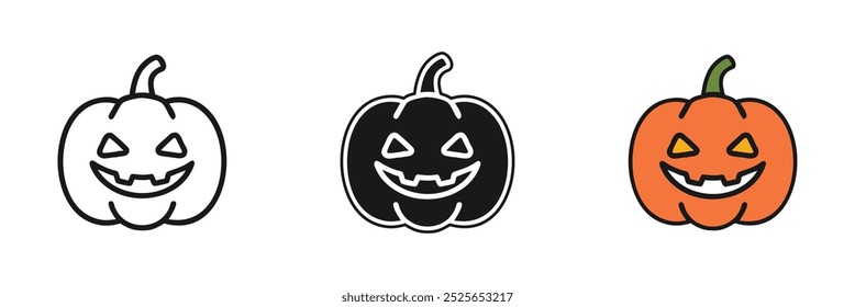 Spooky pumpkin clipart icon logo.
