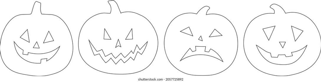 Spooky pumpkin face coloring vector illustration