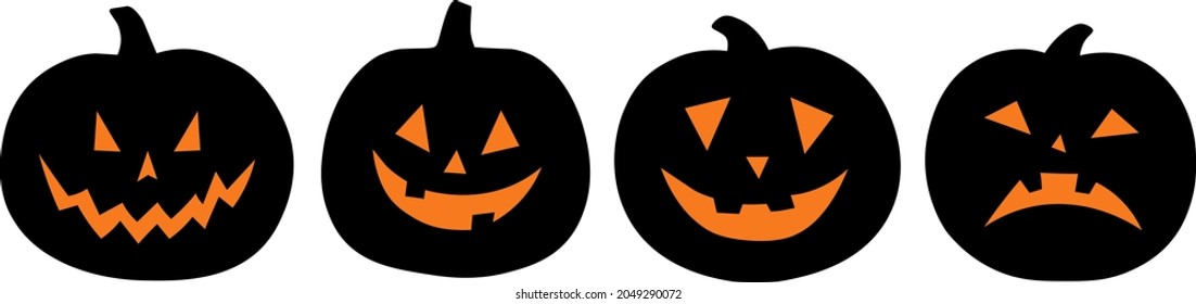 Dibujo vectorial de las siluetas de la cara de calabaza espumosa