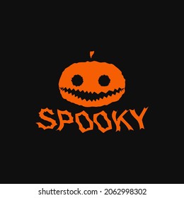 Spooky - Pumpkin, Ghost, Fall, Halloween, Black and Orange, Distorsion